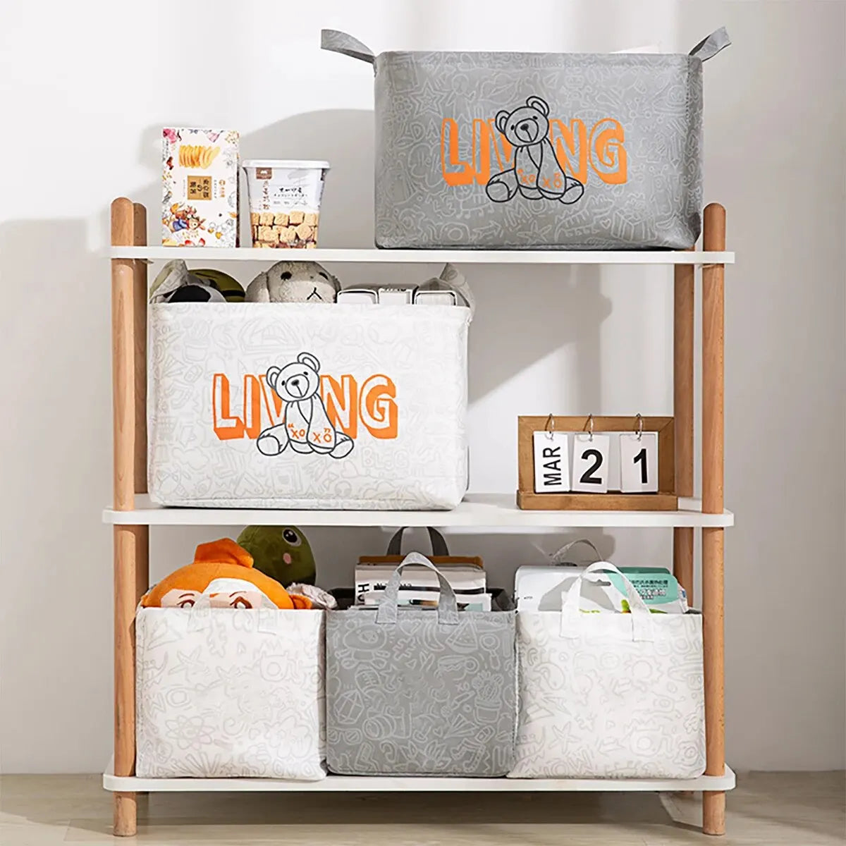 Household Storage Box Fabric Clothing Basket Thickened Frame Oversized Wardrobe Foldable Storage Bag