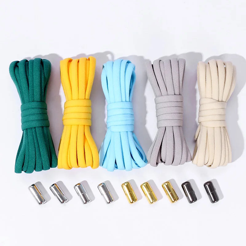 Semicircle No Tie Shoelaces Elastic Shoe laces Sneakers shoelace Metal Lock Lazy Laces for Kids and Adult One size fits all shoe
