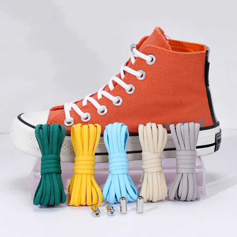 Semicircle No Tie Shoelaces Elastic Shoe laces Sneakers shoelace Metal Lock Lazy Laces for Kids and Adult One size fits all shoe