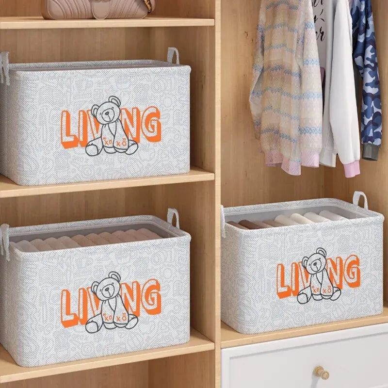 Household Storage Box Fabric Clothing Basket Thickened Frame Oversized Wardrobe Foldable Storage Bag