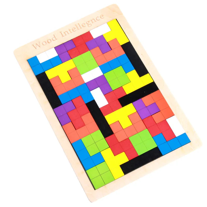 Children Wooden Jigsaw Block Puzzle Game Tangram Intelligence Early Education STEM Montessori Educational Gift for Kids