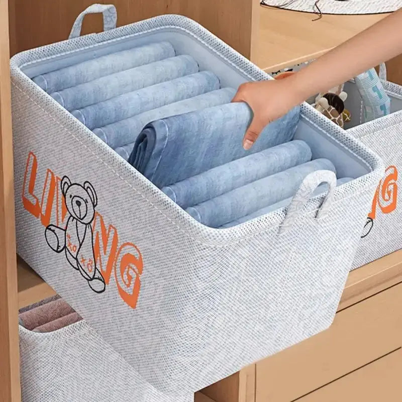 Household Storage Box Fabric Clothing Basket Thickened Frame Oversized Wardrobe Foldable Storage Bag