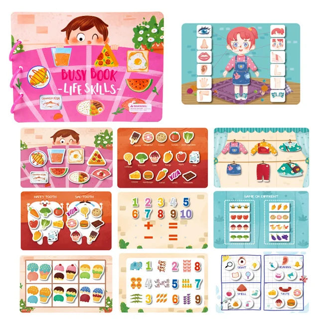 Montessori Baby Busy Book My First Quiet Book Paste Early Learning Education Toy Children Matching Game Toys for Kids 1 2 3 Year