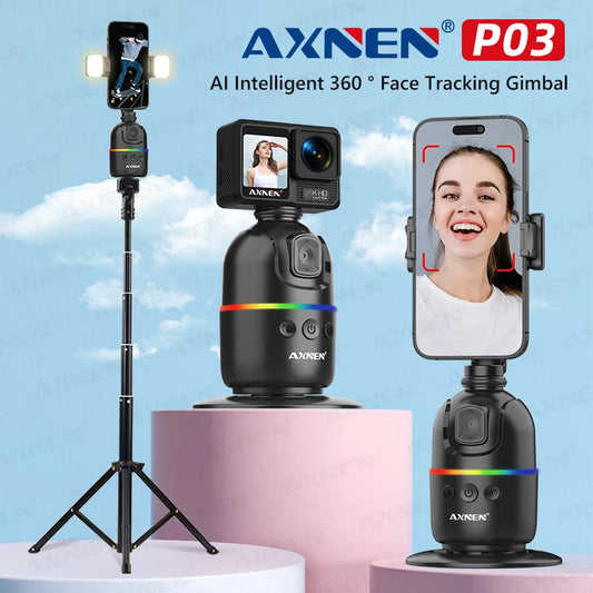 Auto Face Tracking Desktop Gimbal Intelligent Rotating Holder for Mobile Phone - Option Wireless Remote Selfie Smartphone Tripod